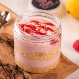 Order Online Sweets Lemon Raspberry Cake Jar by Hola - DXB Keto Shop 