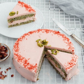 Order Online Sweets Rose Pistachio Cake by Hola - DXB Keto Shop 