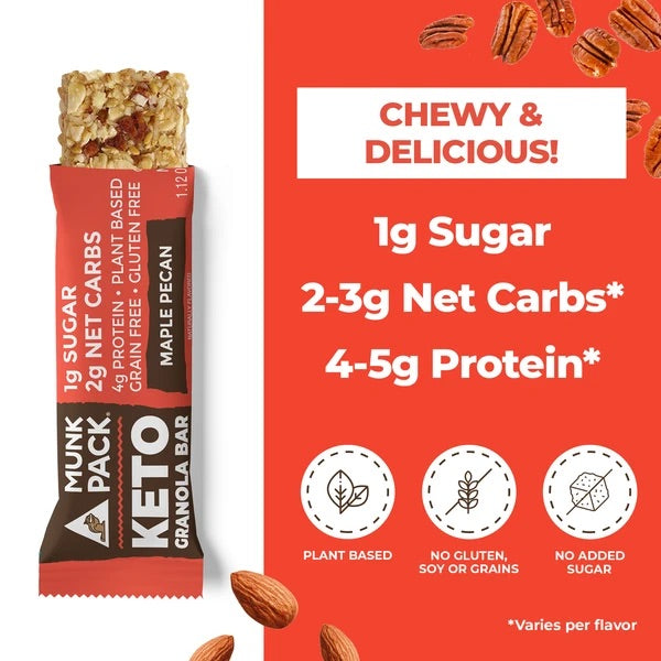 Order Online Sweets Munk Pack Keto Maple Pecan 128g by Munk Pack - DXB Keto Shop 